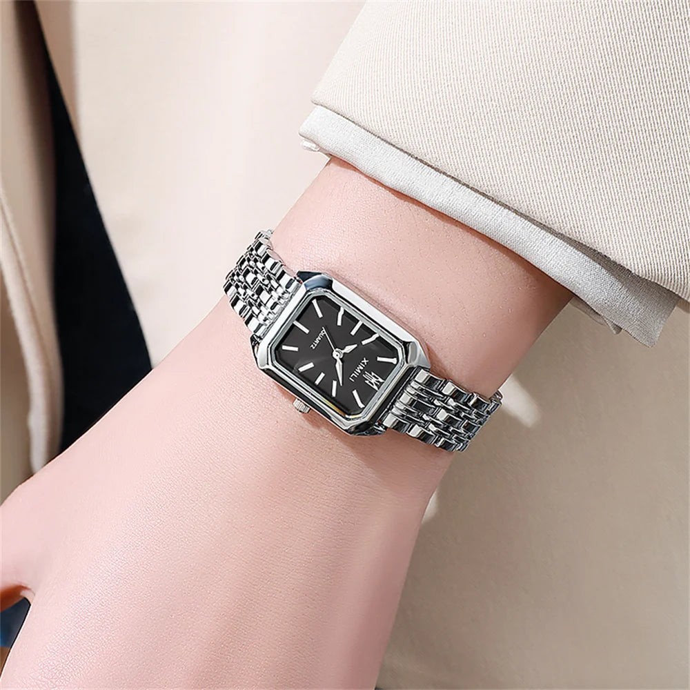 Hot Selling 2025 Fashion Women'S Minimalist Square Quartz Watch Casual Sports Orange Silicone Women Gift Clock Watches