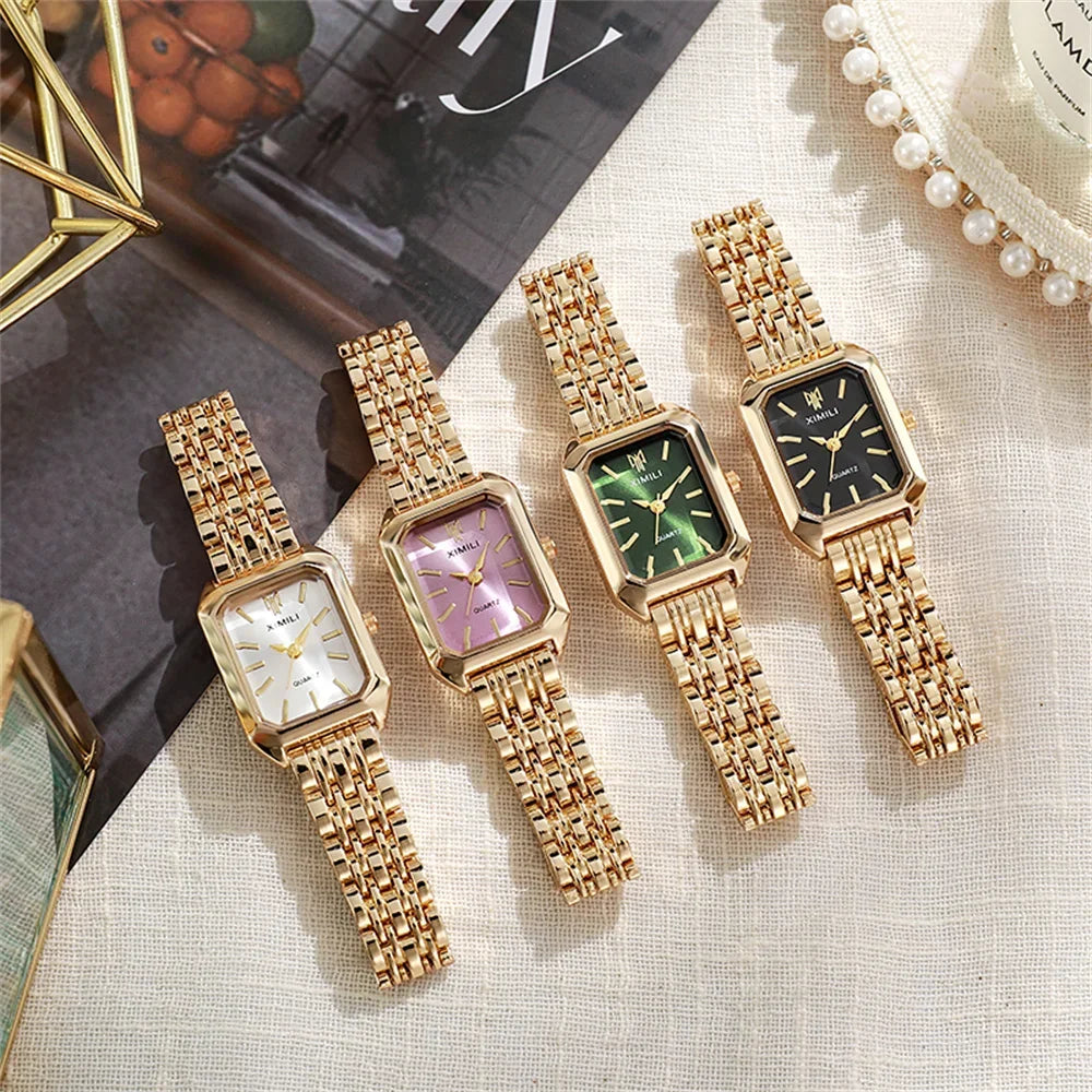 Hot Selling 2025 Fashion Women'S Minimalist Square Quartz Watch Casual Sports Orange Silicone Women Gift Clock Watches